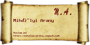 Mihályi Arany névjegykártya